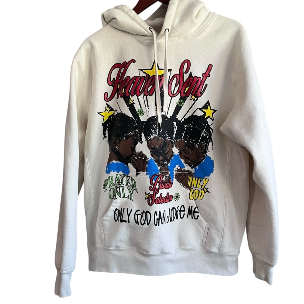Private Selection Heaven Sent Graphic Hoodie Cream Size Medium